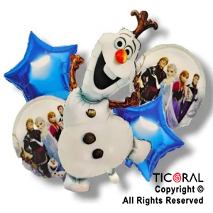 SET DE GLOBOS METALIZADO OLAF FROZEN 5 UNIDADES X 1